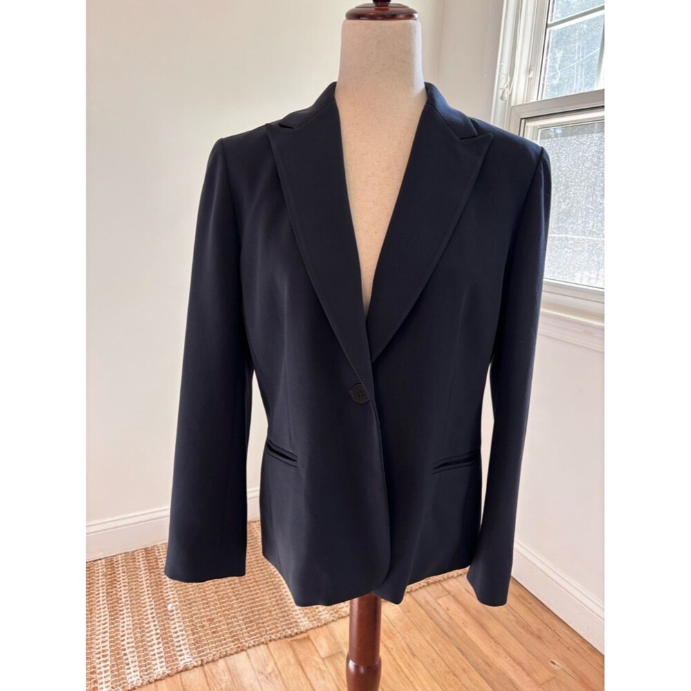 Liz Claiborne 12P Blazer Dark Navy Single Button Shoulder Pads
